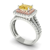 Clara Pucci 18K White/Rose Gold 3.05 Natural Citrine Engraveable Engagement Ring Wedding Band Set