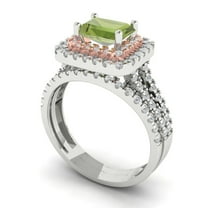 Clara Pucci 18K White/Rose Gold 3.05 Natural Peridot Engraveable Engagement Ring Wedding Band Set