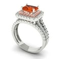 thumbnail image 1 of Clara Pucci 18K White/Rose Gold 3.05 Simulated Red Diamond Engraveable Engagement Ring + Wedding Band Set, 1 of 7