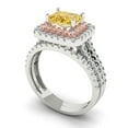 thumbnail image 1 of Clara Pucci 18K White/Rose Gold Emerald Cut 1Ct Simulated Yellow Diamond Engagement Ring + Matching Band - Luxury Box Included, 1 of 7