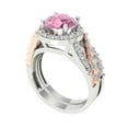 thumbnail image 1 of Clara Pucci 18K White/Rose Gold Round Cut 1.5Ct Simulated Pink Diamond Engagement Ring + Matching Band - Luxury Box Included, 1 of 7