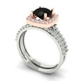 thumbnail image 1 of Clara Pucci 18K White/Rose Gold Round Cut 1Ct Natural Onyx Engagement Ring + Matching Band - Luxury Box Included, 1 of 7