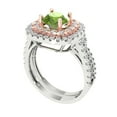 thumbnail image 1 of Clara Pucci 18K White/Rose Gold Round Cut 1Ct Natural Peridot Engagement Ring + Matching Band - Luxury Box Included, 1 of 7