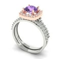 thumbnail image 1 of Clara Pucci 18K White/Rose Gold Round Cut 1Ct Simulated Alexandrite Engagement Ring + Matching Band - Luxury Box Included, 1 of 7