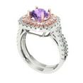 thumbnail image 1 of Clara Pucci 18K White/Rose Gold Round Cut 1Ct Simulated Alexandrite Engagement Ring + Matching Band - Luxury Box Included, 1 of 7