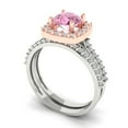 thumbnail image 1 of Clara Pucci 18K White/Rose Gold Round Cut 1Ct Simulated Pink Diamond Engagement Ring + Matching Band - Luxury Box Included, 1 of 7