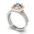 thumbnail image 1 of Clara Pucci 18K White/Rose Gold Round Cut 1Ct Synthetic Blue Moissanite Engagement Ring + Matching Band - Luxury Box Included, 1 of 7