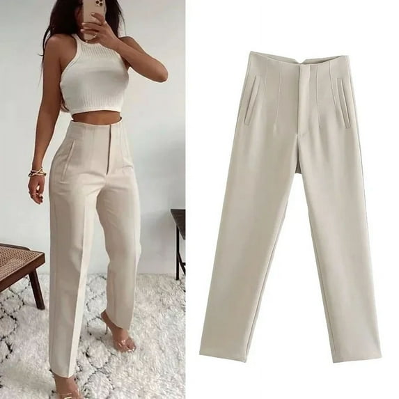 Guangtuo Fashion Office Wear High waist Pants for Women Formal Pants Office outfits Pencil Trousers Black Pink White Ladies Pants