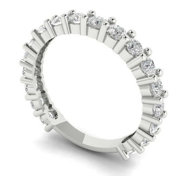 1.26 ctw Wedding Band for Women - 18K White Gold Simulated Diamond Stackable Eternity Ring