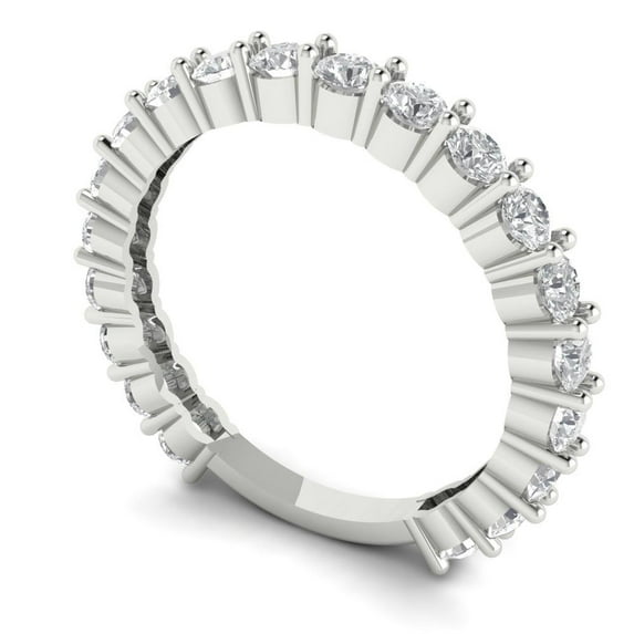 Clara Pucci 18K White Solid Gold Custom Laser Engraved Women's Solid Gold Ring Eternity Statement Band With Round Cut 1.2TCW