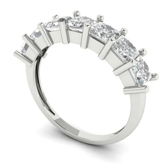 Clara Pucci 18K White Solid Gold Custom Laser Engraved Women's Solid Gold Ring Eternity Statement Band With Princess Cut 1.75TCW