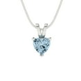 thumbnail image 1 of Clara Pucci 18K White Solid Hypoallergenic Gold 0.5Ct Natural Aquamarine Heart Cut Solitaire Designer Necklace Pendant For March, 1 of 6