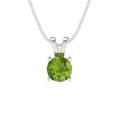 thumbnail image 1 of Clara Pucci 18K White Solid Hypoallergenic Gold 0.5Ct Natural Peridot Round Brilliant Cut Solitaire Designer Necklace Pendant For August, 1 of 7