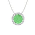 thumbnail image 1 of Clara Pucci 18K White Solid Hypoallergenic Gold 1.16Ct Green Zircon Round Brilliant Cut Halo Designer Necklace Pendant For April, 1 of 6