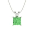 thumbnail image 1 of Clara Pucci 18K White Solid Hypoallergenic Gold 1Ct Green Zircon Princess Cut Solitaire Designer Necklace Pendant For April, 1 of 6