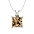 thumbnail image 1 of Clara Pucci 18K White Solid Hypoallergenic Gold 2Ct Champagne Princess Cut Solitaire Designer Necklace Pendant For April, 1 of 7