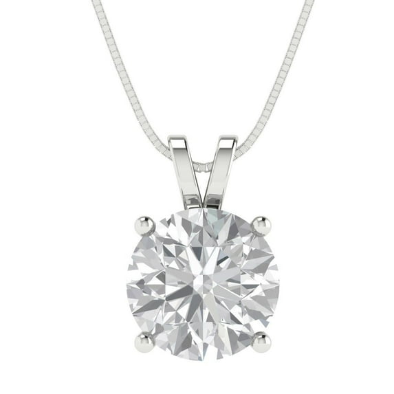 Clara Pucci 18K White Solid Hypoallergenic Gold 3Ct Synthetic Sapphire Round Brilliant Cut Solitaire Designer Necklace Pendant For September