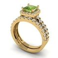 thumbnail image 1 of Clara Pucci 18K Yellow Gold 1.56 Natural Peridot Engraveable Engagement Ring + Wedding Band Set, 1 of 7