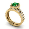 thumbnail image 1 of Clara Pucci 18K Yellow Gold 1.56 Simulated Emerald Engraveable Engagement Ring + Wedding Band Set, 1 of 7