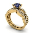 thumbnail image 1 of Clara Pucci 18K Yellow Gold 1.57 Simulated Blue Sapphire Engraveable Engagement Ring + Wedding Band Set, 1 of 7