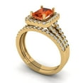 thumbnail image 1 of Clara Pucci 18K Yellow Gold 1.72 Simulated Red Diamond Engraveable Engagement Ring + Wedding Band Set, 1 of 7