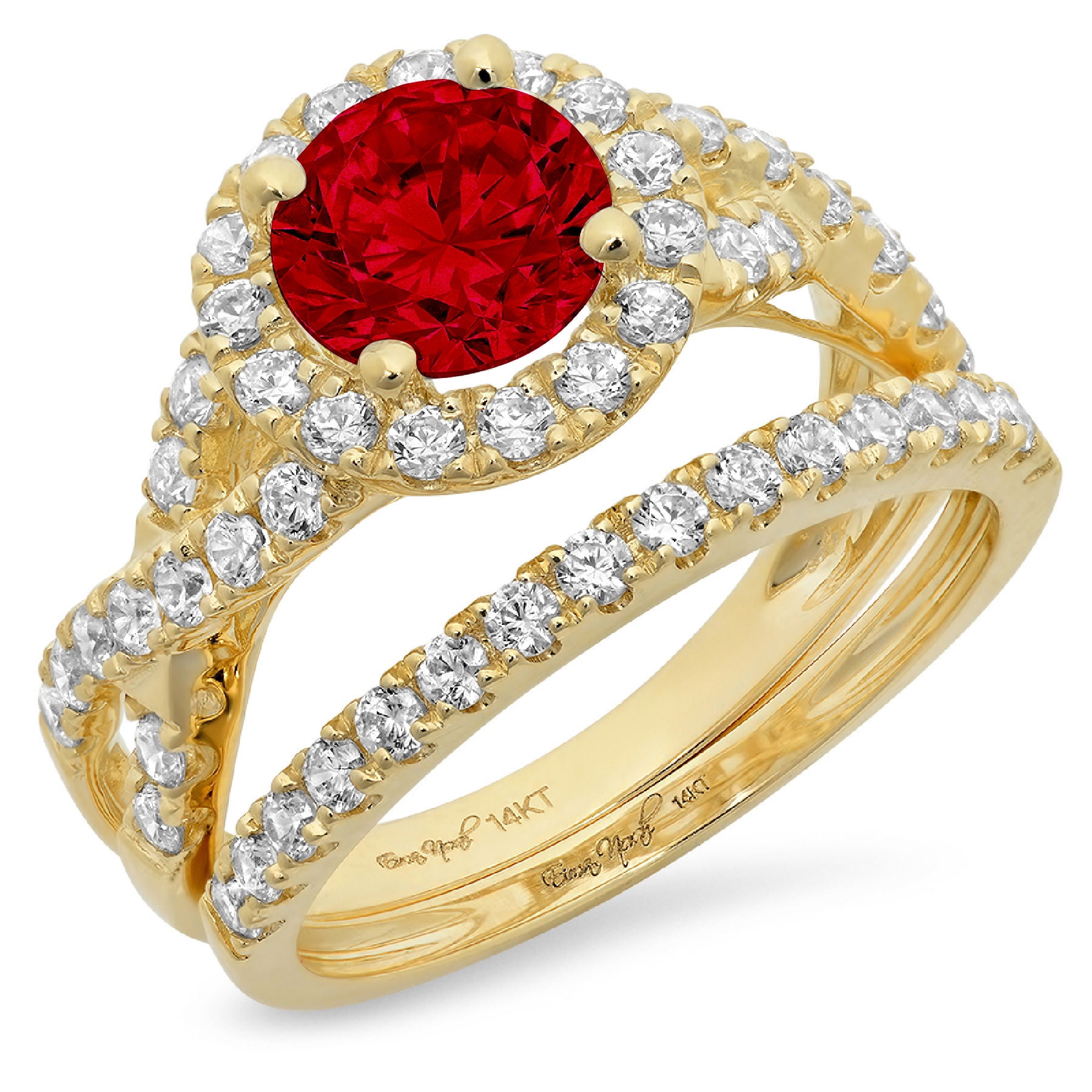 Clara Pucci 18K Yellow Gold 1.795 Natural Garnet Engraveable Engagement ...
