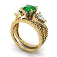 thumbnail image 1 of Clara Pucci 18K Yellow Gold 1.925 Simulated Emerald Engraveable Engagement Ring + Wedding Band Set, 1 of 7