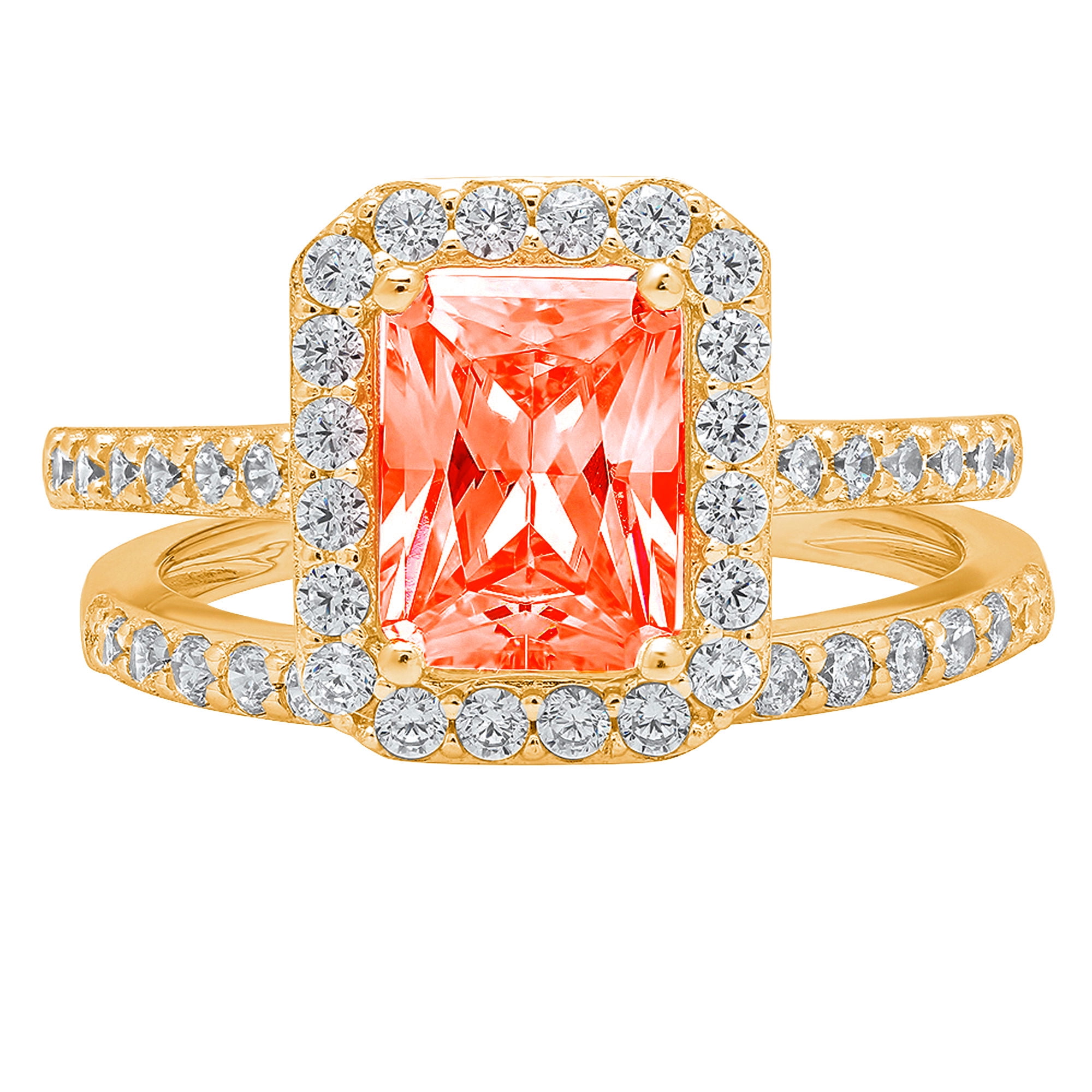 Clara Pucci 2.78 Carat Onyx & Zirconia Hidden Halo Engagement Ring - Solid Gold, Emerald Cut-884510
