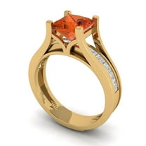 Clara Pucci 18K Yellow Gold 2.28 Simulated Red Diamond Engraveable Engagement Ring Wedding Band Set