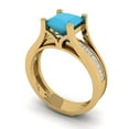 thumbnail image 1 of Clara Pucci 18K Yellow Gold 2.28 Simulated Turquoise Engraveable Engagement Ring + Wedding Band Set, 1 of 7