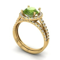Clara Pucci 18K Yellow Gold 2.52 Natural Peridot Engraveable Engagement Ring   Wedding Band Set