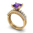 thumbnail image 1 of Clara Pucci 18K Yellow Gold 2.63 Natural Amethyst Engraveable Engagement Ring + Wedding Band Set, 1 of 7