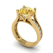 Clara Pucci 18K Yellow Gold 3.39 Simulated Yellow Diamond Engraveable Engagement Ring   Wedding Band Set