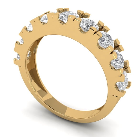 Clara Pucci 18K Yellow Solid Gold Custom Laser Engraved Women's Solid Gold Ring Stackable Statement Band With Round Cut 1.53TCW