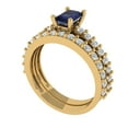 thumbnail image 1 of Clara Pucci 18K Yellow Gold Emerald Cut 0.5Ct Simulated Blue Sapphire Engagement Ring + Matching Band - Luxury Box Included, 1 of 7