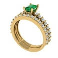 thumbnail image 1 of Clara Pucci 18K Yellow Gold Emerald Cut 0.5Ct Simulated Emerald Engagement Ring + Matching Band - Luxury Box Included, 1 of 7