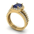 thumbnail image 1 of Clara Pucci 18K Yellow Gold Emerald Cut 1.5Ct Simulated Blue Sapphire Engagement Ring + Matching Band - Luxury Box Included, 1 of 7