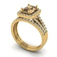 thumbnail image 1 of Clara Pucci 18K Yellow Gold Emerald Cut 1Ct Simulated Champagne Engagement Ring + Matching Band - Luxury Box Included, 1 of 7