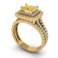 thumbnail image 1 of Clara Pucci 18K Yellow Gold Emerald Cut 1Ct Simulated Yellow Diamond Engagement Ring + Matching Band - Luxury Box Included, 1 of 7