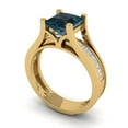 thumbnail image 1 of Clara Pucci 18K Yellow Gold Princess Cut 1.5Ct Natural London Blue Topaz Engagement Ring + Matching Band - Luxury Box Included, 1 of 7