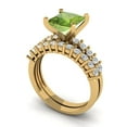 thumbnail image 1 of Clara Pucci 18K Yellow Gold Princess Cut 2Ct Natural Peridot Engagement Ring + Matching Band - Luxury Box Included, 1 of 7