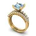 thumbnail image 1 of Clara Pucci 18K Yellow Gold Princess Cut 2Ct Simulated Blue Diamond Engagement Ring + Matching Band - Luxury Box Included, 1 of 7