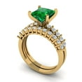thumbnail image 1 of Clara Pucci 18K Yellow Gold Princess Cut 2Ct Simulated Emerald Engagement Ring + Matching Band - Luxury Box Included, 1 of 7