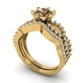 thumbnail image 1 of Clara Pucci 18K Yellow Gold Round Cut 1Ct Simulated Champagne Engagement Ring + Matching Band - Luxury Box Included, 1 of 7