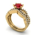 thumbnail image 1 of Clara Pucci 18K Yellow Gold Round Cut 1Ct Simulated Ruby Engagement Ring + Matching Band - Luxury Box Included, 1 of 7