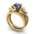 thumbnail image 1 of Clara Pucci 18K Yellow Gold Round Cut 1Ct Simulated Tanzanite Engagement Ring + Matching Band - Luxury Box Included, 1 of 7
