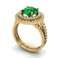 thumbnail image 1 of Clara Pucci 18K Yellow Gold Round Cut 2Ct Simulated Emerald Engagement Ring + Matching Band - Luxury Box Included, 1 of 7