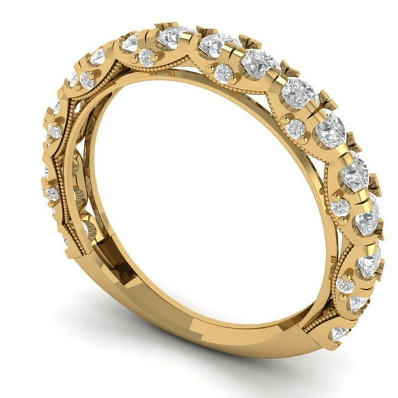 3.13 ctw Wedding Band for Women - 18K Yellow Gold Simulated Diamond Stackable Eternity Ring