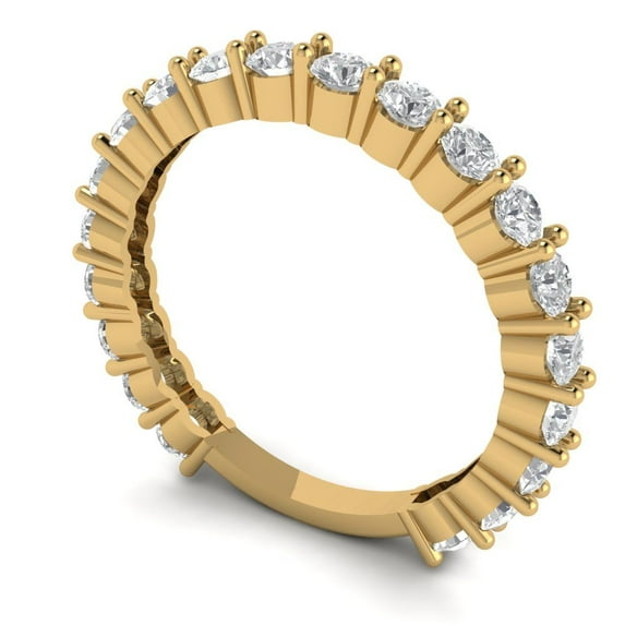 Clara Pucci 18K Yellow Solid Gold Custom Laser Engraved Women's Solid Gold Ring Eternity Statement Band With Round Cut 1.2TCW