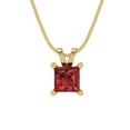 thumbnail image 1 of Clara Pucci 18K Yellow Solid Hypoallergenic Gold 0.5Ct Natural Garnet Princess Cut Solitaire Designer Necklace Pendant For January, 1 of 7